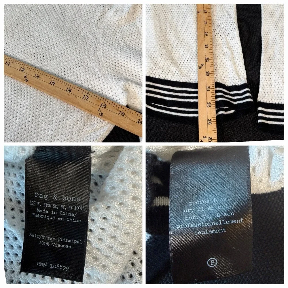 Rag &‎ Bone Mesh Knit Open Back Sweater L White Minimalist Sporty Chic Capsule